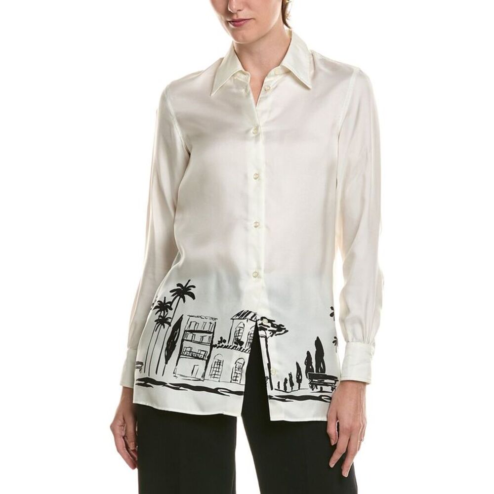 Officine Générale Womens Catherine Silk Shirt, White